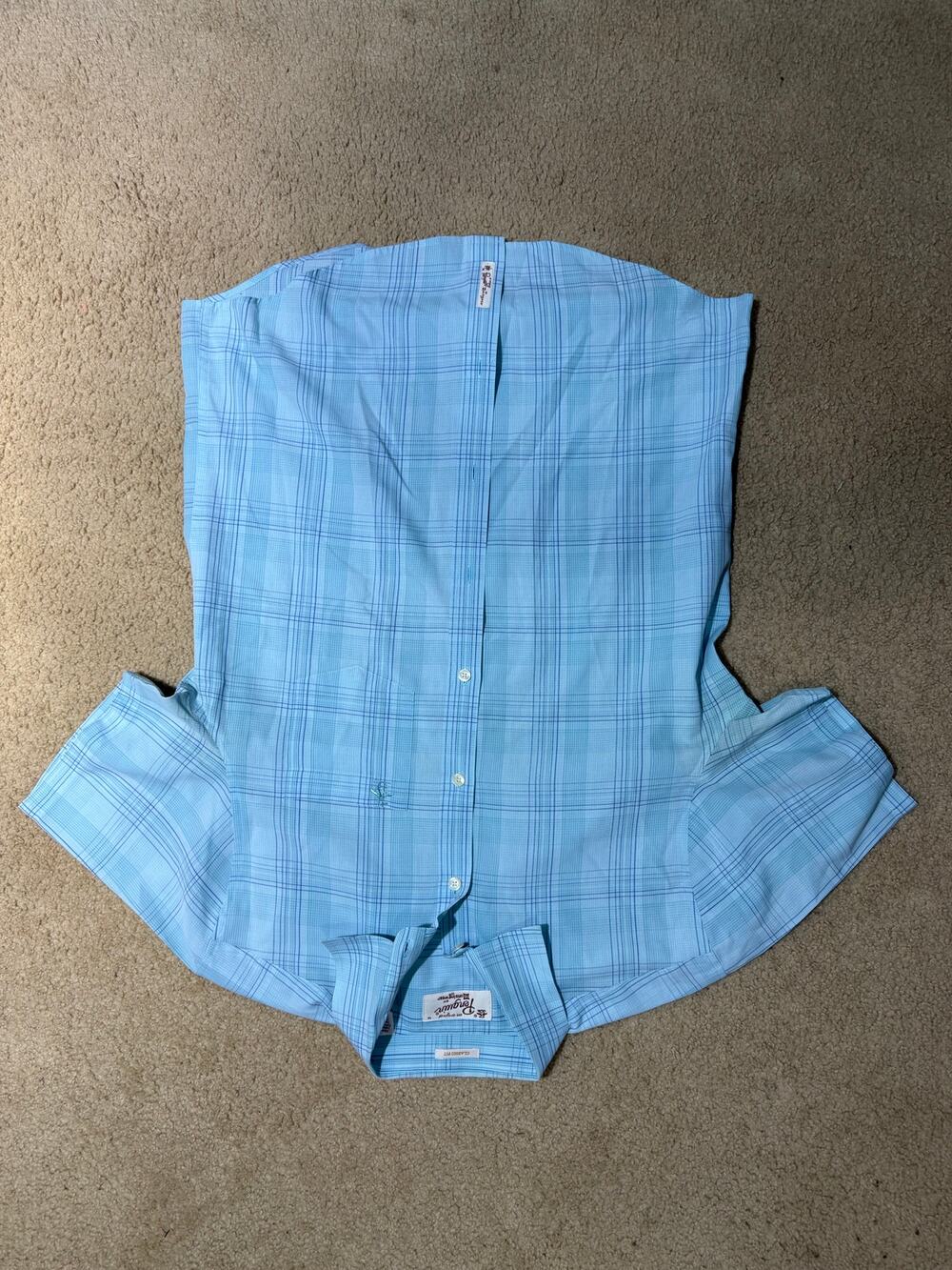 Original Penguin Classic Fit Blue Plaid Short Sleeve Button-Down Shirt